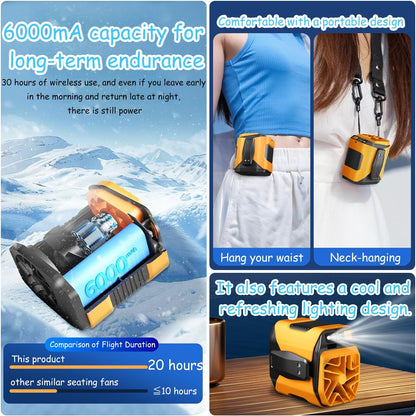 🎖️3600/6000mah Cool Clip Fan Under Shirt Personal-Cooling Belt Fan