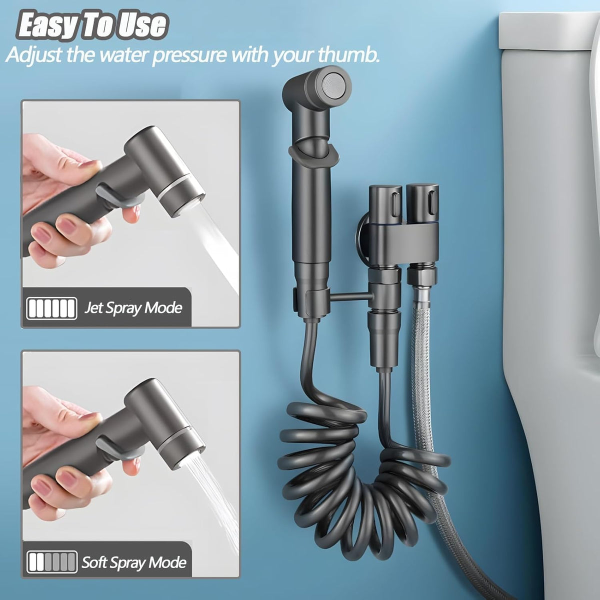 🔥 1-In-2-Handheld Out Dual Control Valve Bidet Sprayer for Toilet