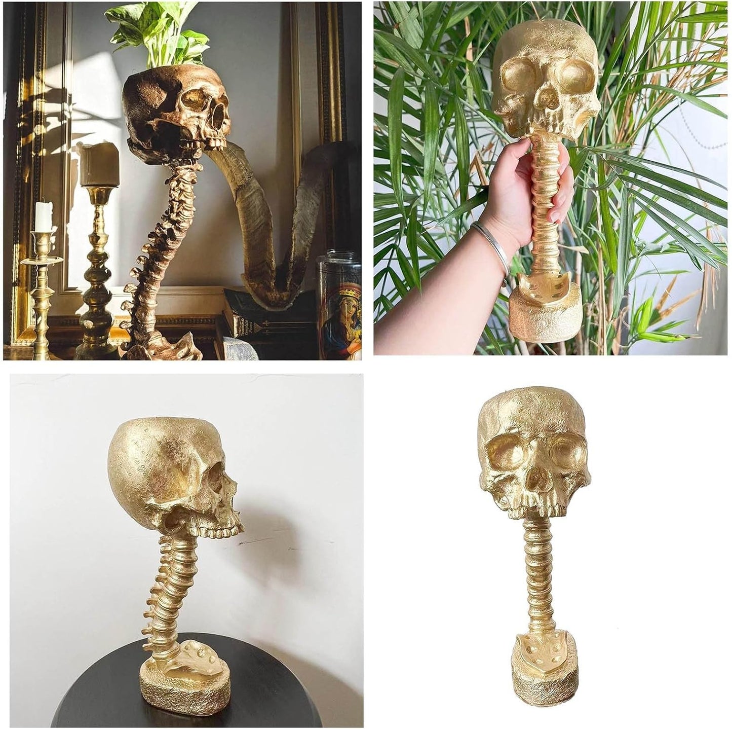 🎖️Resin Skull Planter Pot Gothic Home Decor Realistic Skull Shape Flower Pot