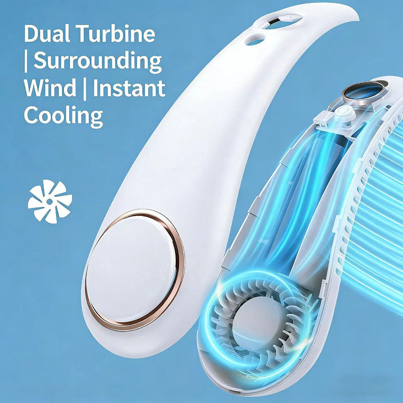 🎖️New Mini Neck Mounted Fan Portable Bladeless Neck USB Rechargeable Air Cooler