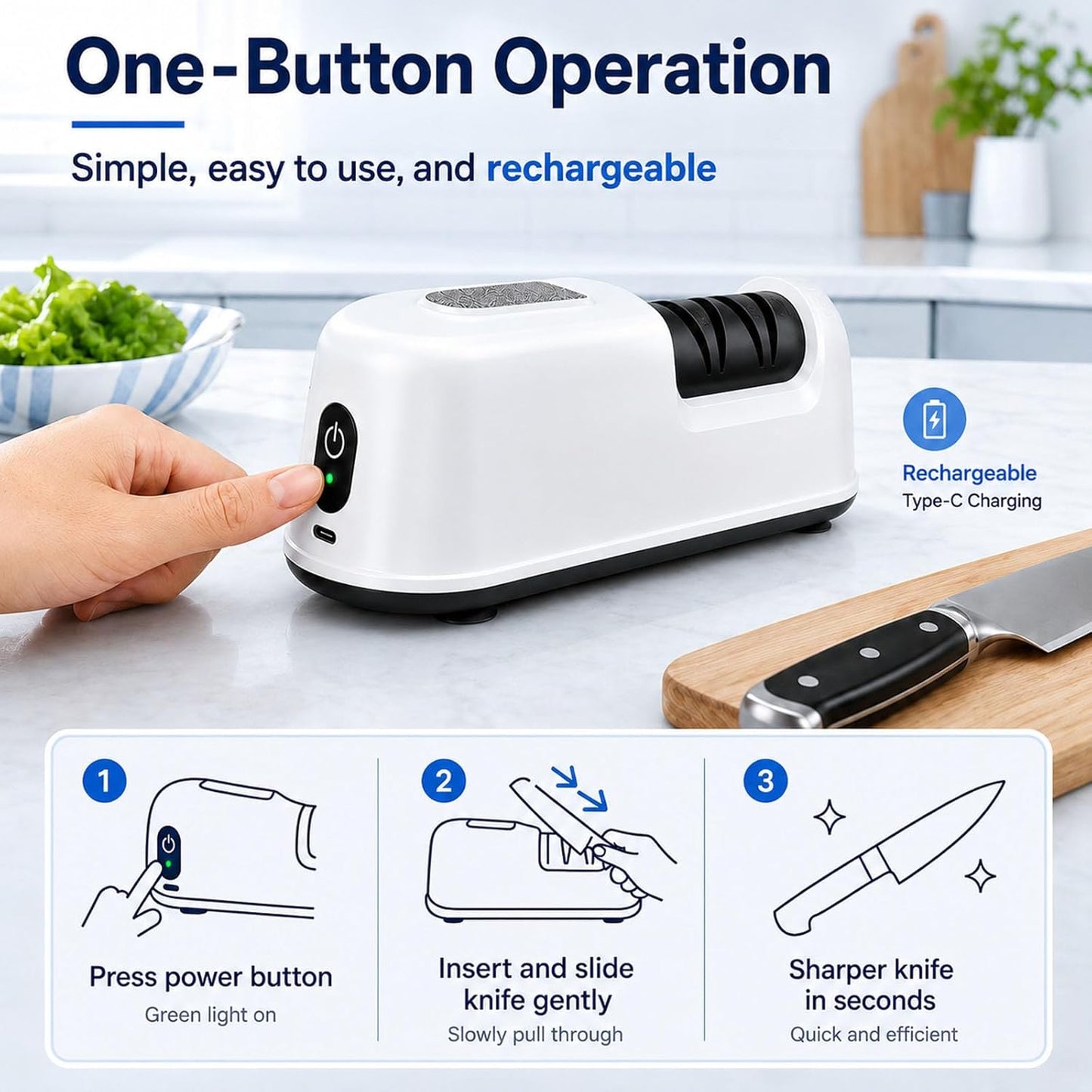 ✨🔥RECHARGEABLE ELECTRIC KNIFE SHARPENER🔪