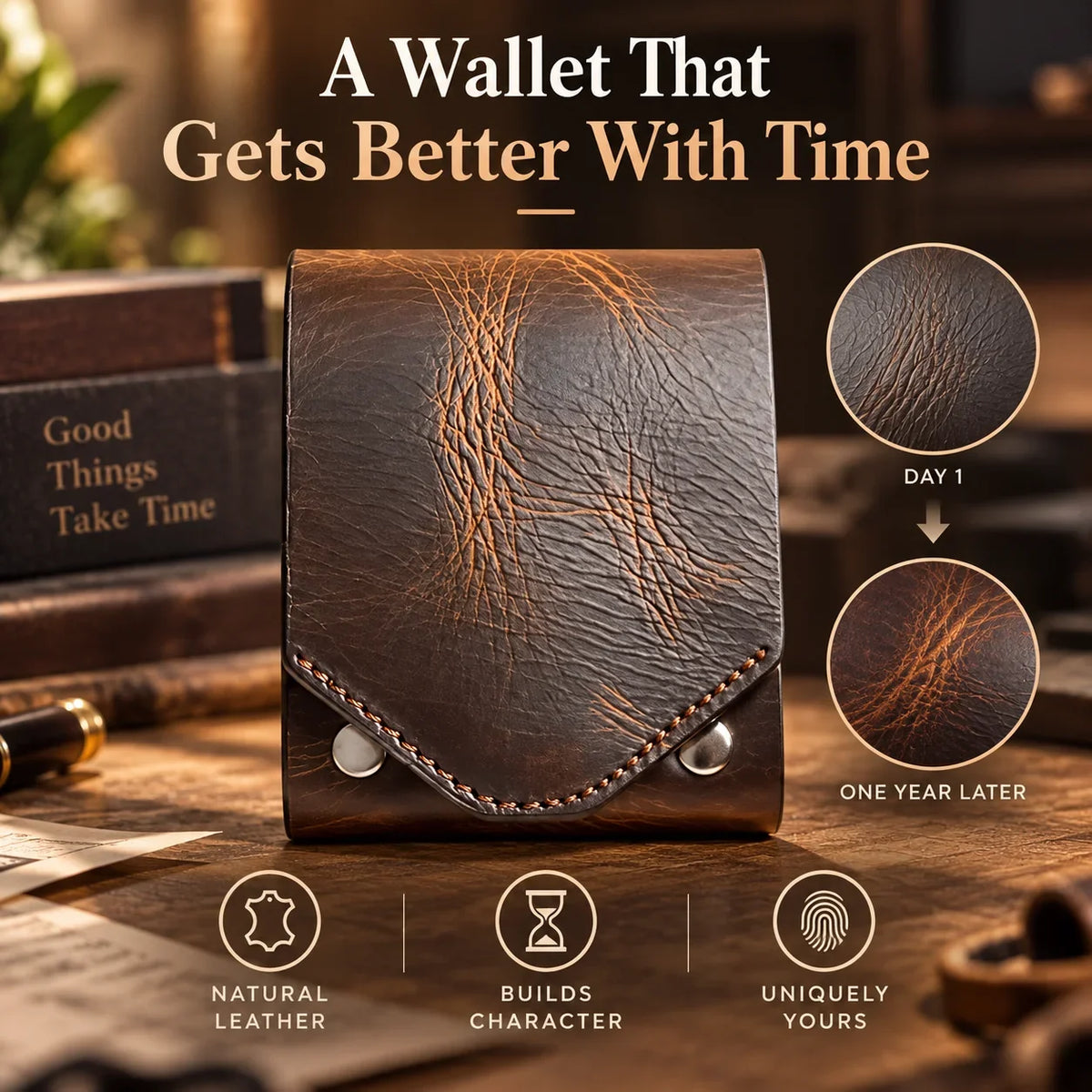 🎁Vintage Handmade Leather Wallet With Business Card Holder