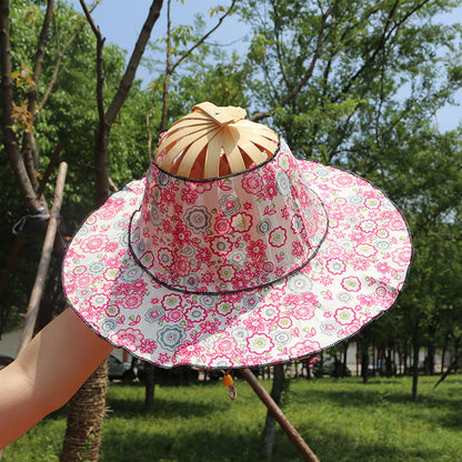 🎖️New Unisex Summer Fashion Bamboo Fan Hat Foldable Bamboos Sun Protection Caps for Outdoor Sports Travel Worker