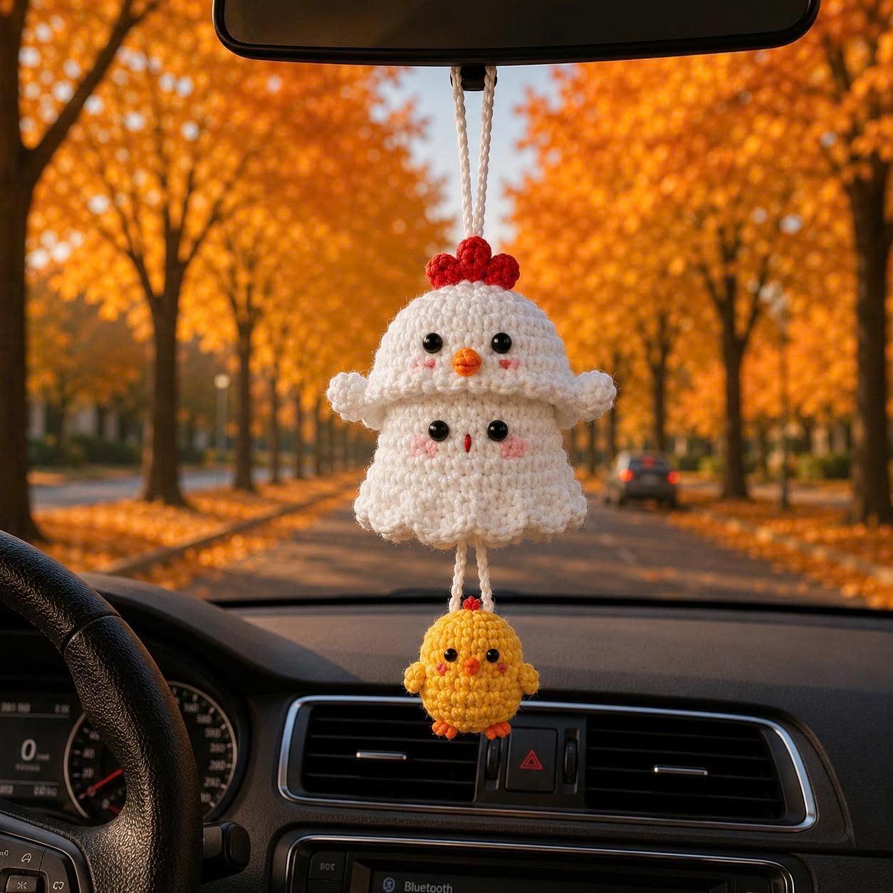 🎖️Halloween 2026 Crochet Ghost Car Charm, Handmade Mirror Accessory