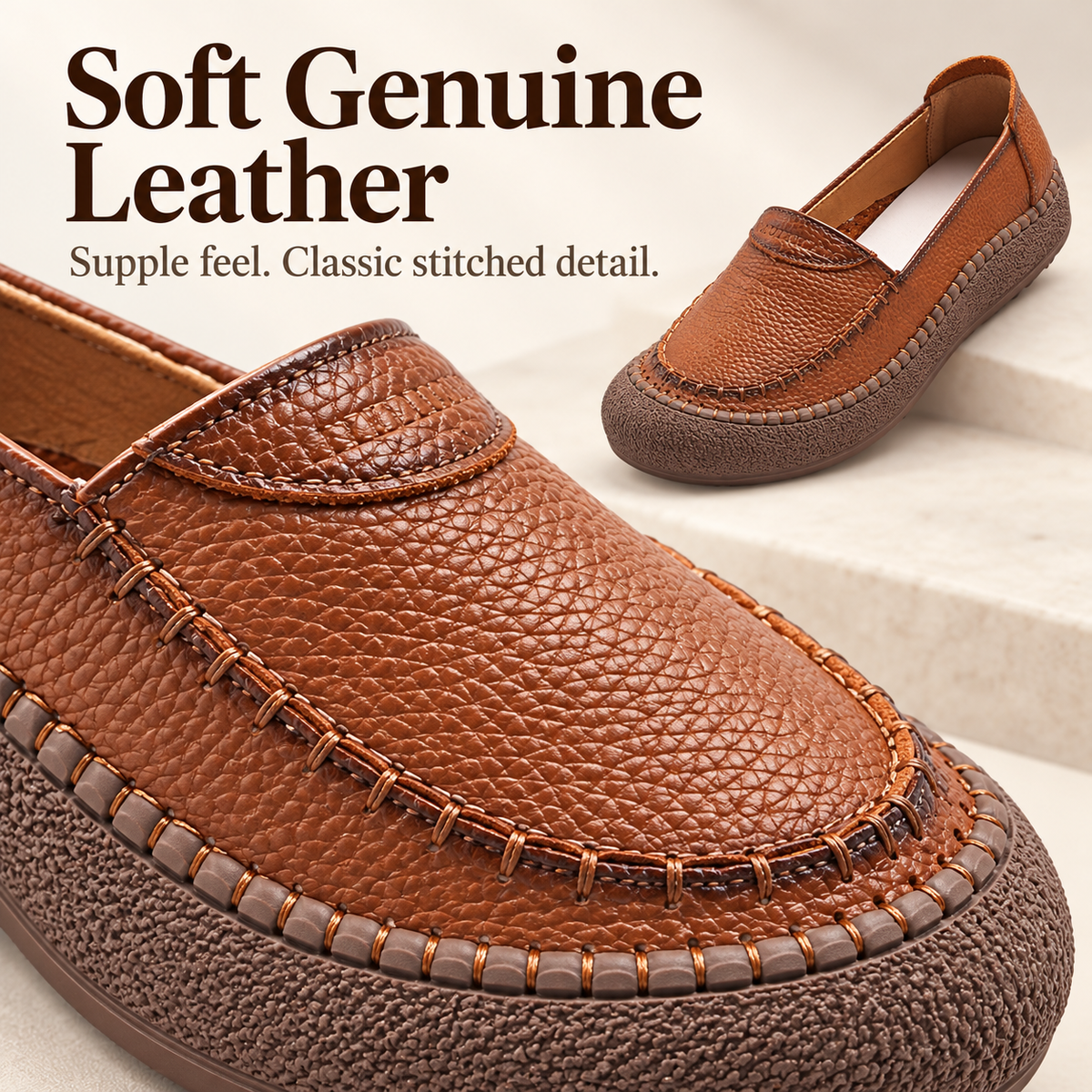 🔥 Women's Genuine Leather Slip On Loafers
