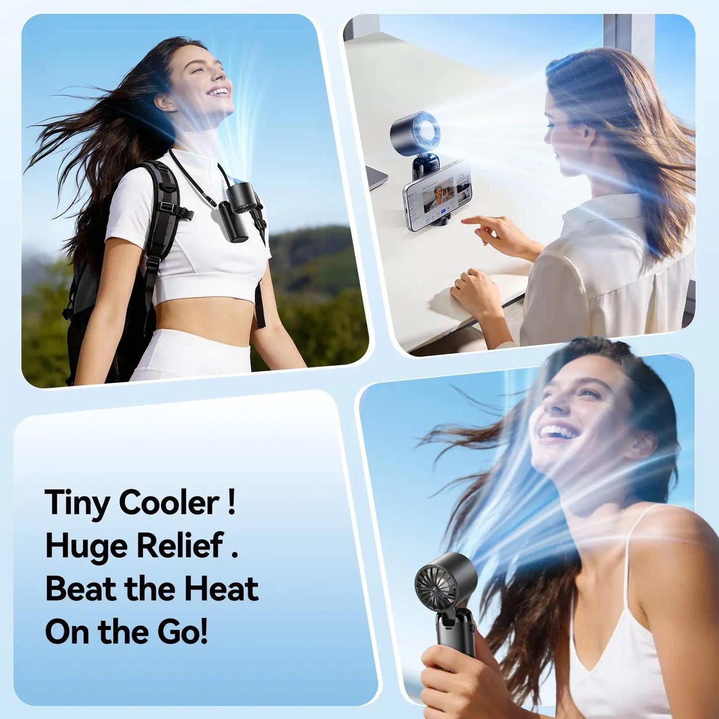 🔥2026 Upgraded Multifunction Portable Fan – 4-in-1 Handheld, Desk & Neck Fan with 200 Adjustable Speeds, 21,000 RPM Turbo, 3600mAh USB Rechargeable, Foldable & Adjustable for Travel & Home ❄️💨