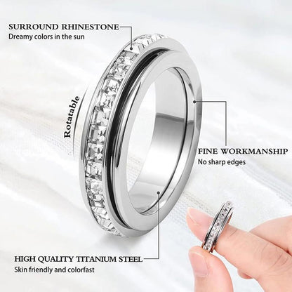 🔥Today Only 49% Off - Sparkling Spinning Ring, Relieves Anxiety, Symbolizes Vows & Luck, Waterproof & Fade-Resistant