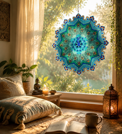 🔥🌿 Mandala Rotating Peacock Wind Chime