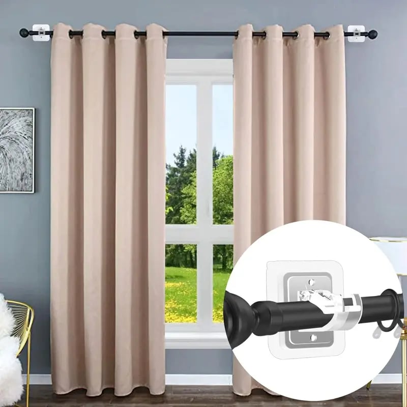 ✨8PCS Curtain Rod Brackets with Clips – Transparent Drapery Hooks 🚪
