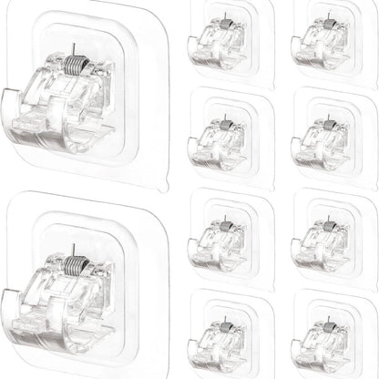 ✨8PCS Curtain Rod Brackets with Clips – Transparent Drapery Hooks 🚪