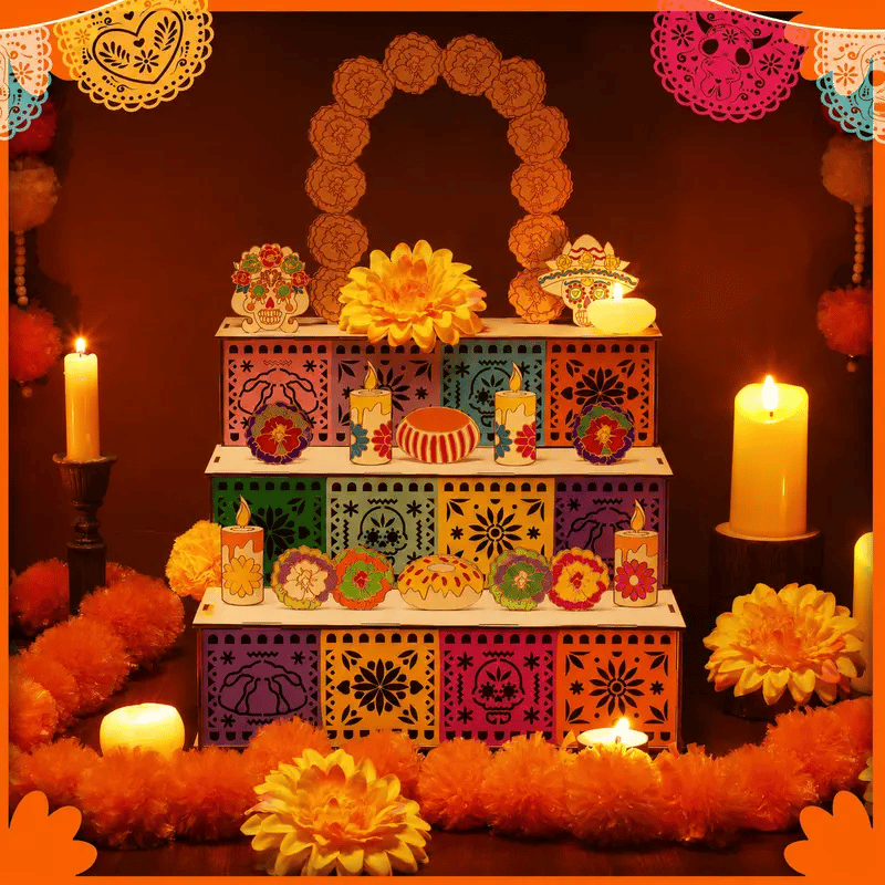 🔥🏵️Day of the Dead Wooden Altar Display Set | 💕Death is not the end of life, forgetting is(📦Buy 2 Free Shipping)