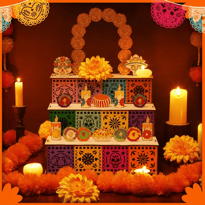🔥🏵️Day of the Dead Wooden Altar Display Set | 💕Death is not the end of life, forgetting is(📦Buy 2 Free Shipping)
