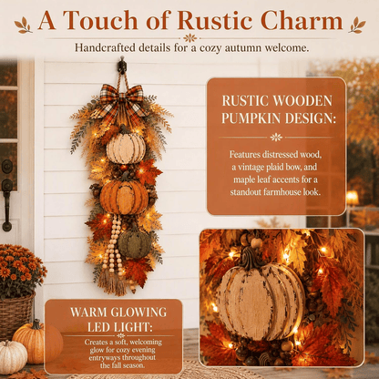 🔥Rustic Wooden Pumpkin Door Hanging🎃