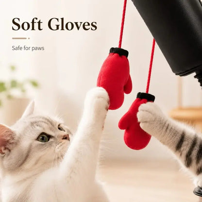 🔥🐱🥊Spring Bounce Cat Boxing Bag Toy, Suction Cup Interactive Play Toy with Soft Gloves for Indoor Kittens
