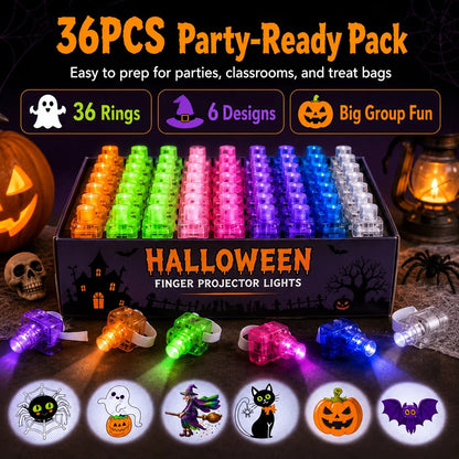🔥👻  Halloween Finger Projector Rings – LED Party Favors for Kids
