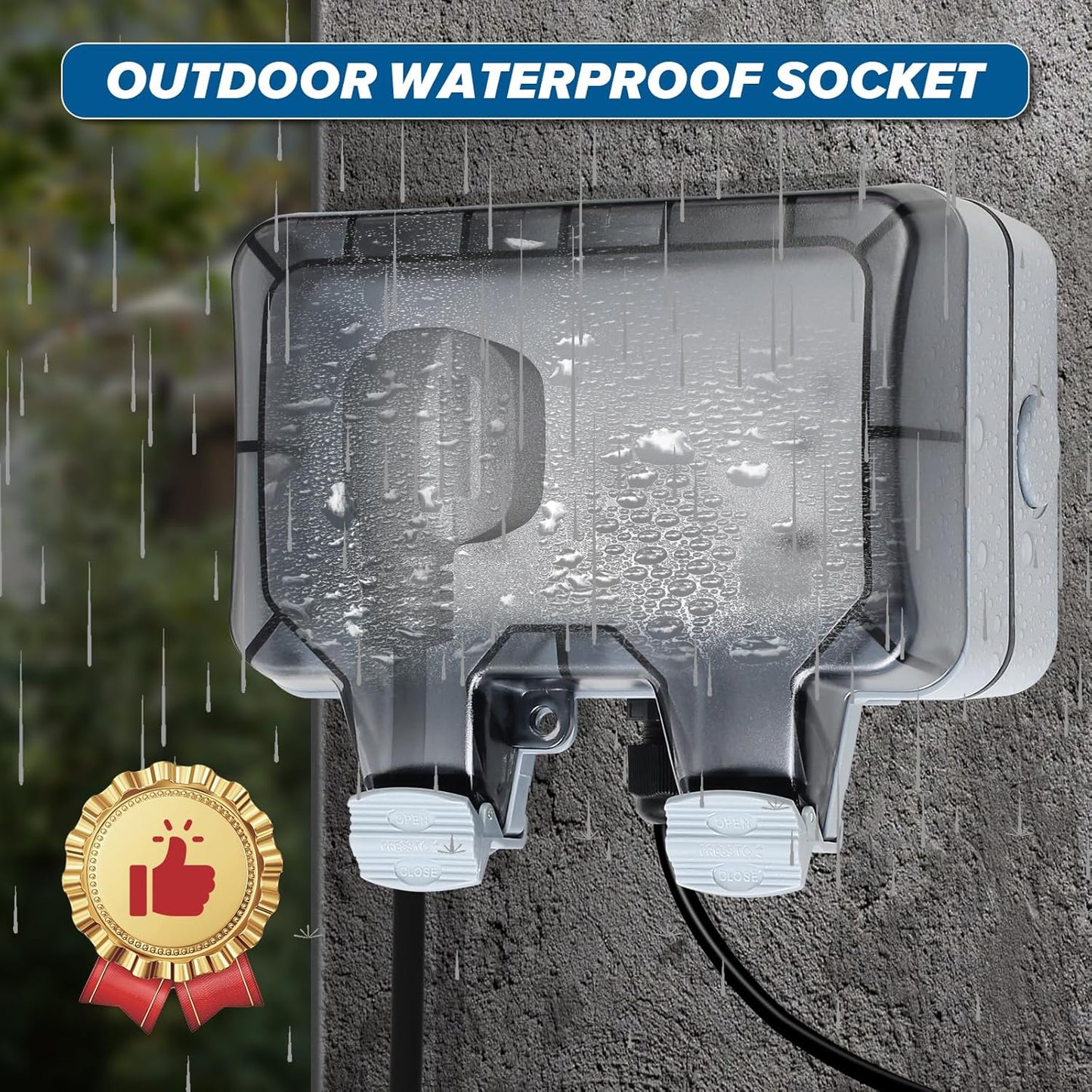 🔥Waterproof Outdoor Power Box with 9.8Ft Extension Cord, Switches & LED Indicator Electrical Outlets Extender