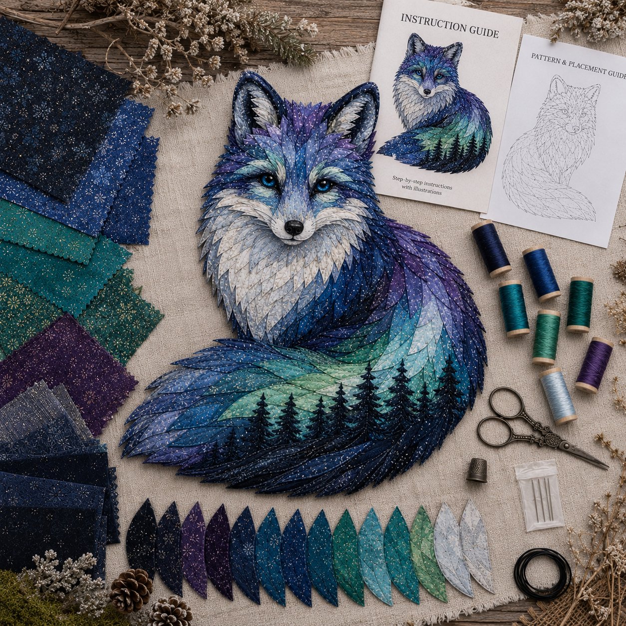 ✨Last Day 49% OFF - Northern Lights Wildlife DIY Patchwork Kit