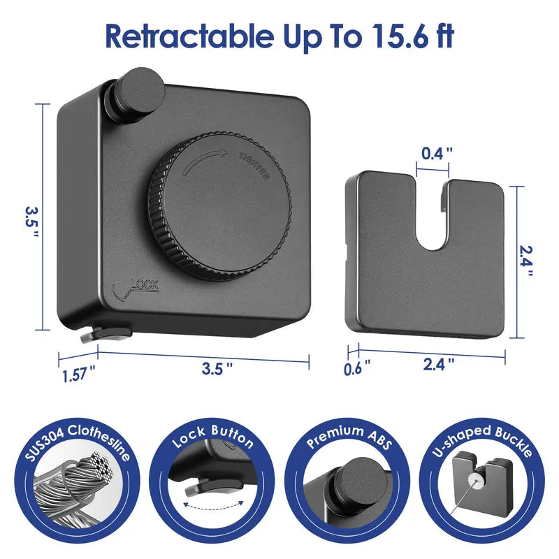 🔥Wall Mount Invisible Stainless Steel Washing Line with Slow Retraction Design🏠