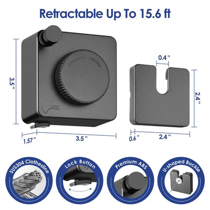 🔥Wall Mount Invisible Stainless Steel Washing Line with Slow Retraction Design🏠