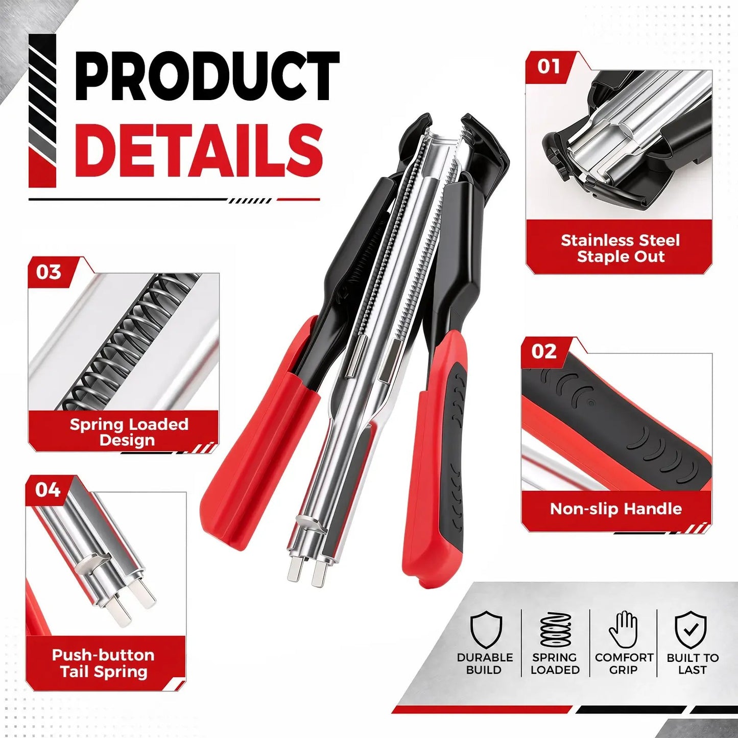 ✨Spring-Loaded Hog Ring Pliers Kit with 500 C-Clips