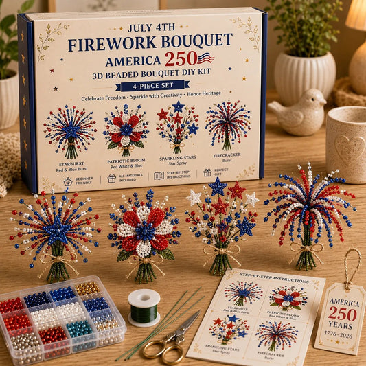 🔥America 250 Beaded Bouquet DIY Kit – Limited Edition Patriotic Craft Collection