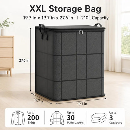 🔥Spacious Zippered Storage Bin📦 – Large Capacity Bag for Quilts, Blankets & Sweaters, Perfect for Moving Day & Closet Organization