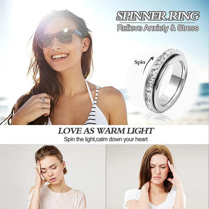 🔥Today Only 49% Off - Sparkling Spinning Ring, Relieves Anxiety, Symbolizes Vows & Luck, Waterproof & Fade-Resistant
