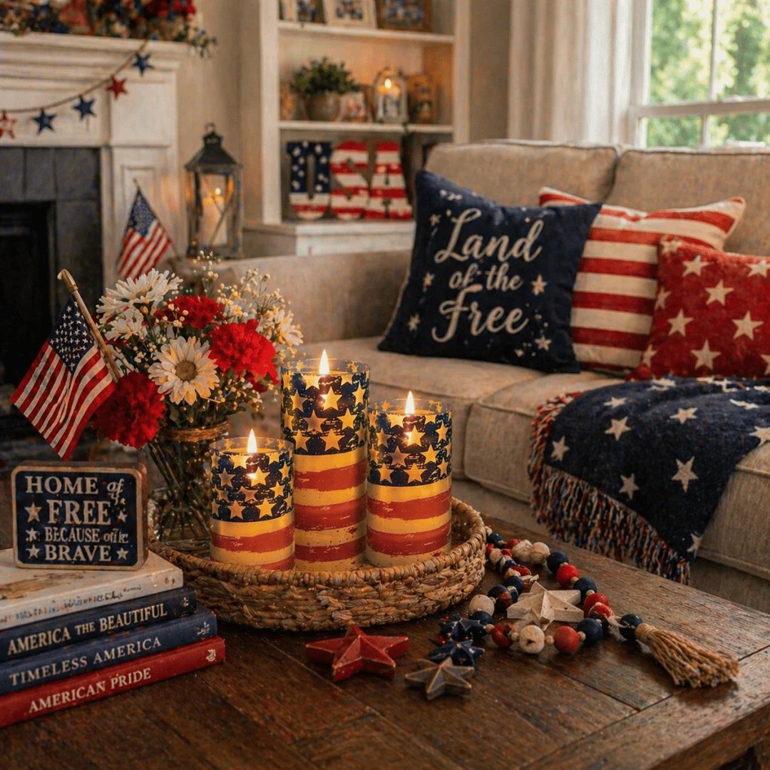 ✨3-Piece Set - Patriotic Flameless Candles (With Remote Control)