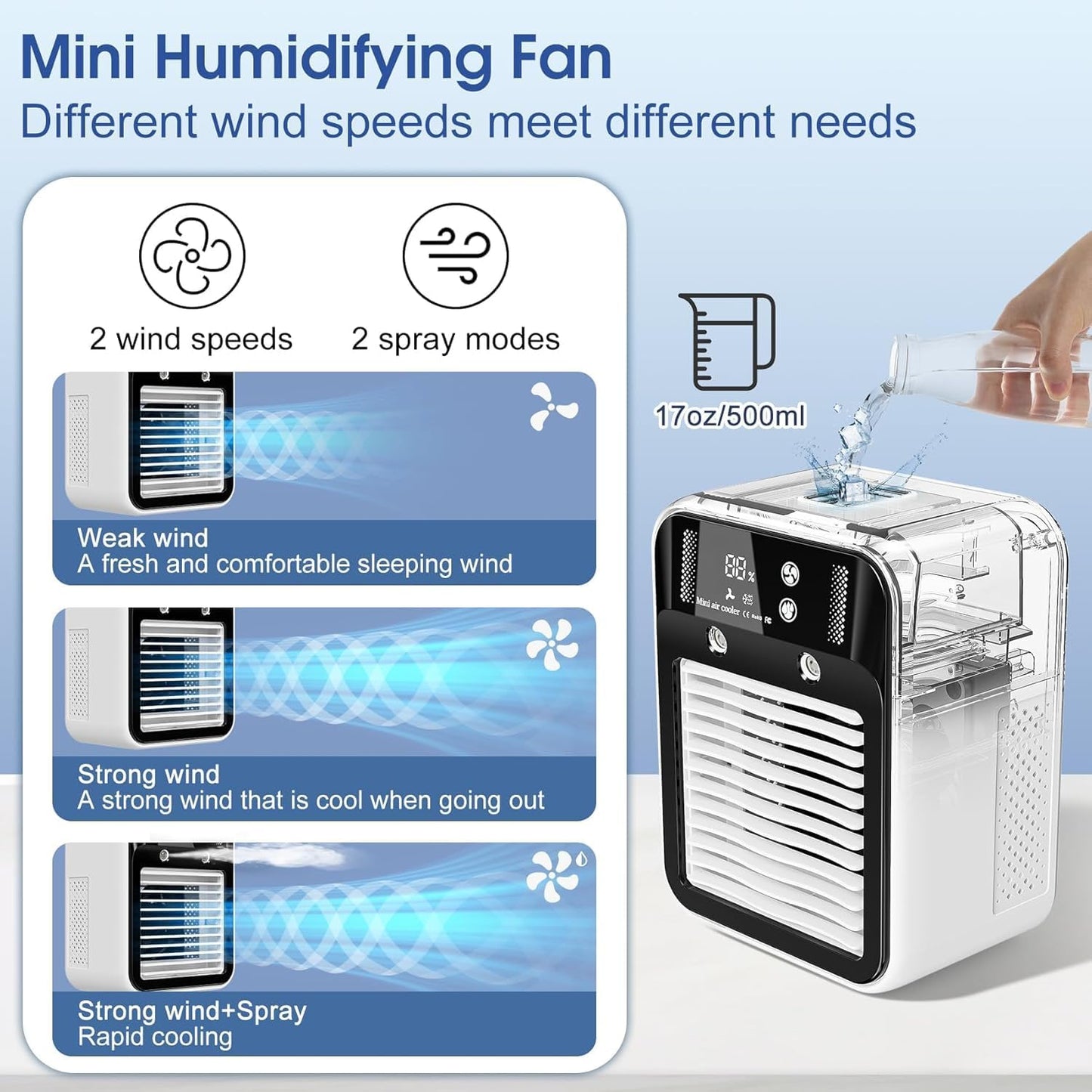 🎖️Portable Air Conditioner, Rechargeable Portable AC for Car
