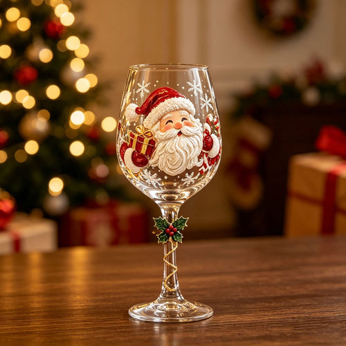 🎖️Christmas Wine Glass Collection Gift Box Set, Santa Christmas Wine Glass