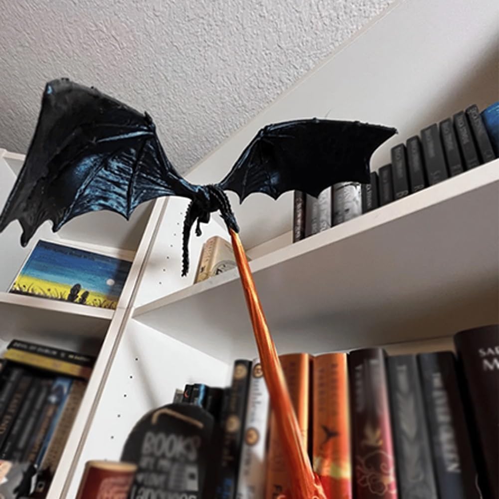 🎖️Dragon Bookends, 3D Fire Breathing Flying Dragon Resin Book Stoppers