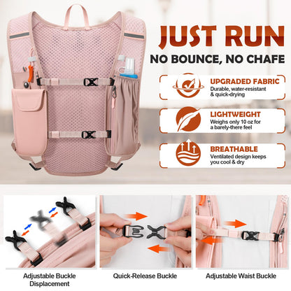 🎖️Lightweight 500ml Waterproof Phone Pocket Adjustable No-Bounce Straps Running Hydration Vest Trail Outdoor Bags for Hiking