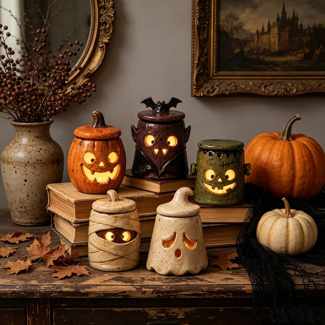 🎖️Monster Tea Light Holder, Handmade Ceramic Halloween Candle Holder