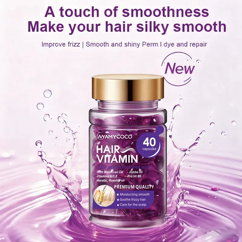 🔥Hair Vitamin Capsules Infused with Violet Vitamins & Argan Oil,40 Capsules💜