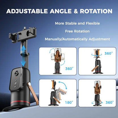🎖️Auto Face Tracking Phone Holder with Gesture Control, 360° Auto Rotating