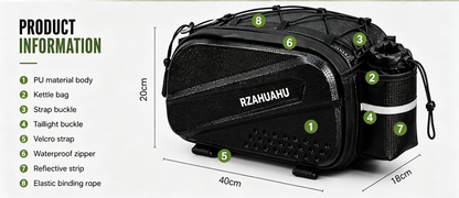 ✨RZAHUAHU Bike Rear Rack Bag, Waterproof Bicycle Trunk Pannier Bag