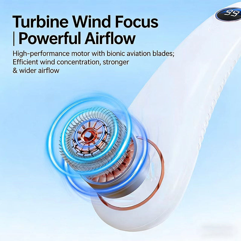 🎖️New Mini Neck Mounted Fan Portable Bladeless Neck USB Rechargeable Air Cooler