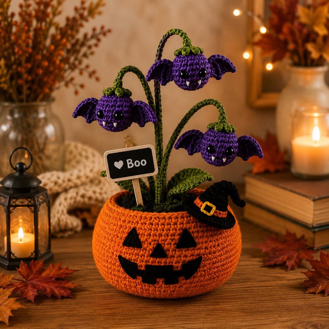 🎖️Crochet Halloween Pumpkin Ghost Pot, Spooky Pumpkin Decor