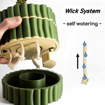 🎖️Self Watering Plant Pot with Bamboo Buddy Water Level Indicator