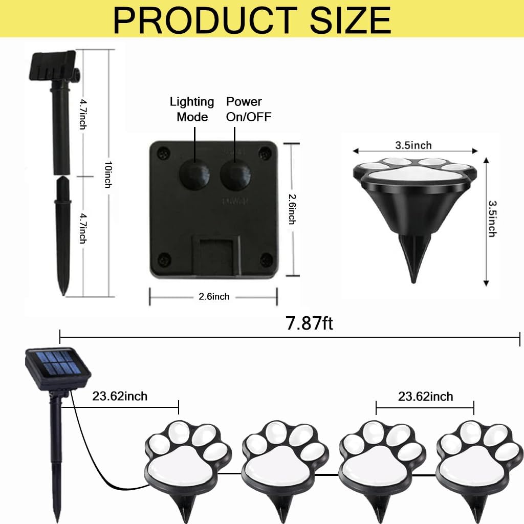 🎖️Paw Print Solar Lights - Set of 4 Pack Dog Animal Lights Waterproof