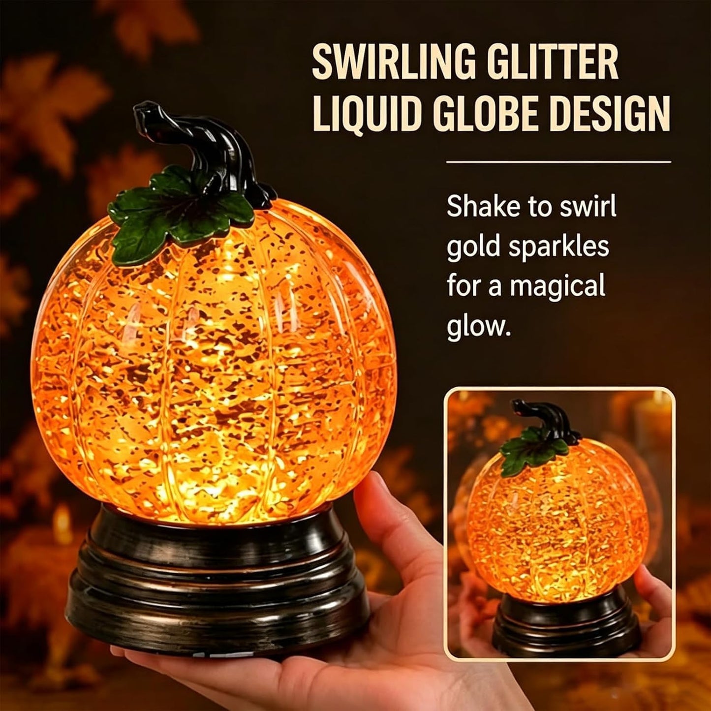 🎖️Halloween Glitter Lighted Pumpkin Snow Globe