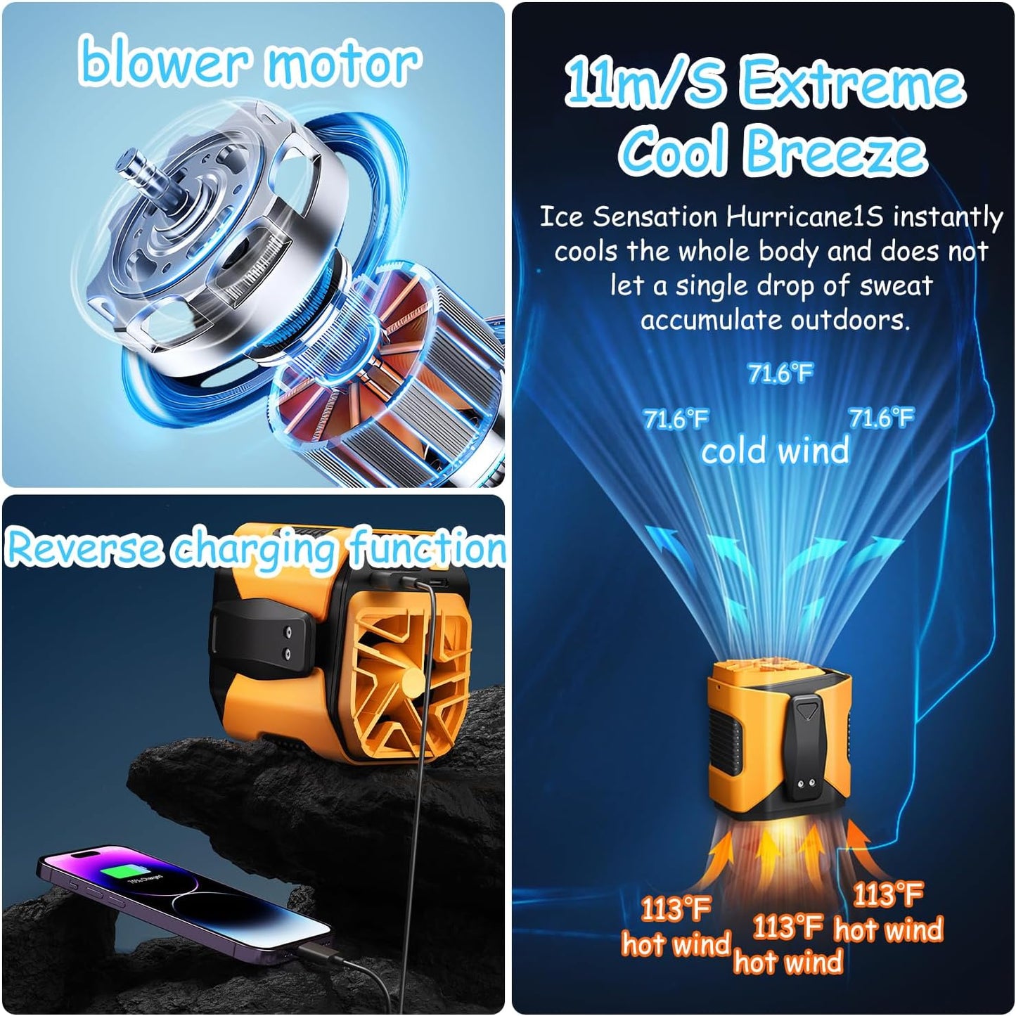 🎖️3600/6000mah Cool Clip Fan Under Shirt Personal-Cooling Belt Fan