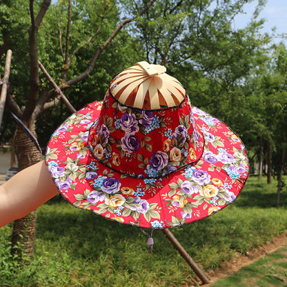 🎖️New Unisex Summer Fashion Bamboo Fan Hat Foldable Bamboos Sun Protection Caps for Outdoor Sports Travel Worker