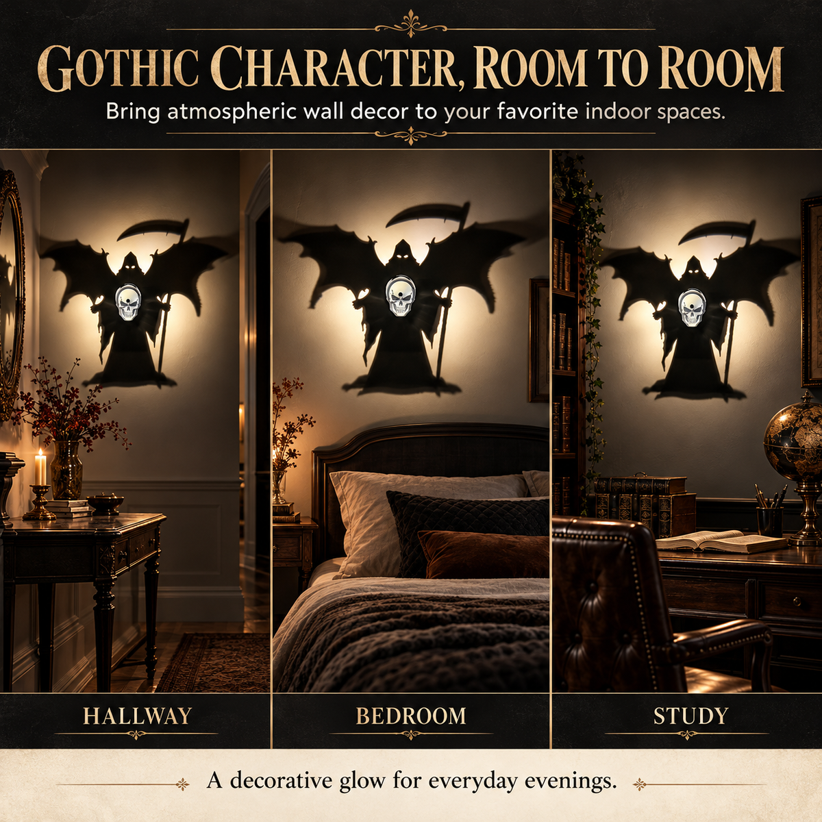 🔥Gothic Skull Shadow Lamp – Turn Light into Wall Art