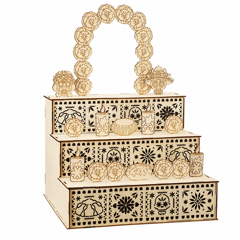 🔥🏵️Day of the Dead Wooden Altar Display Set | 💕Death is not the end of life, forgetting is(📦Buy 2 Free Shipping)