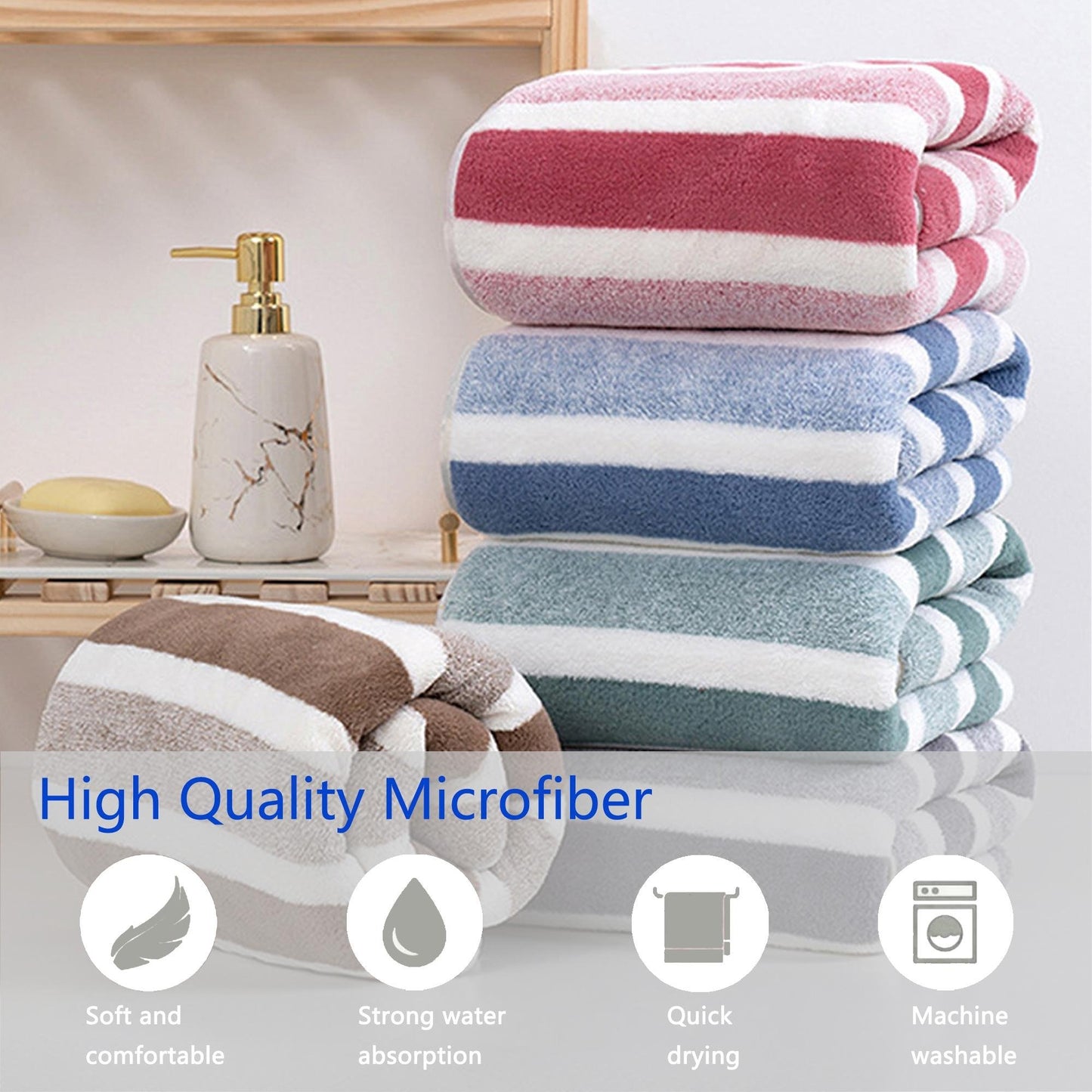 ✨75K+ SOLD!🐶Quick-Dry Dog Bathrobe, Absorbent Striped Pet Towel Coat with Adjustable Belly Band, Washable Pet Bathrobe