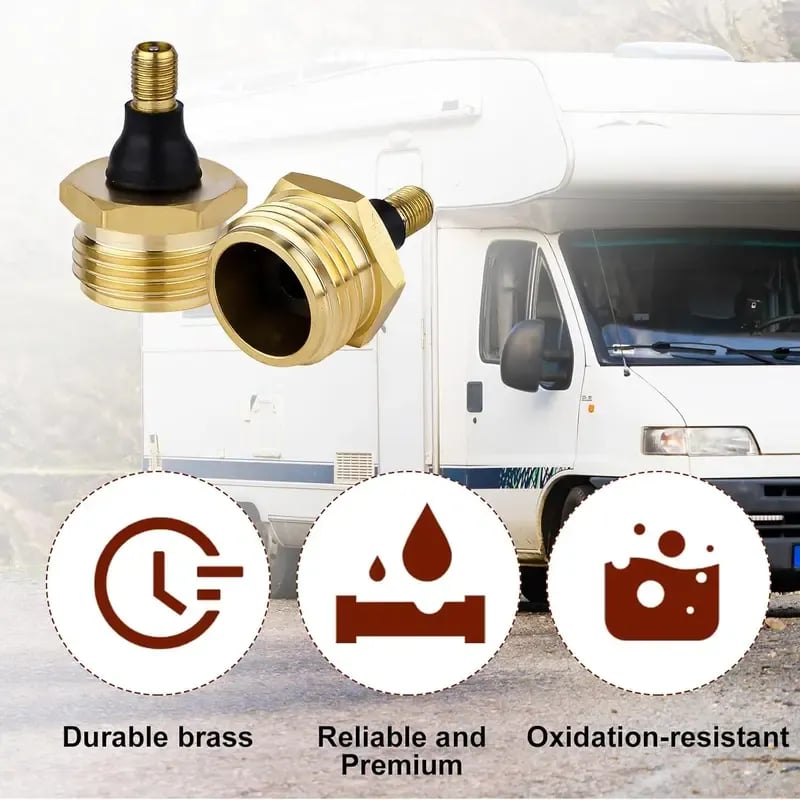 ✨2-Pcs Brass RV Blow Out Plugs with Drain Valve - Air Hose Friendly Home Care Supplies for Camping