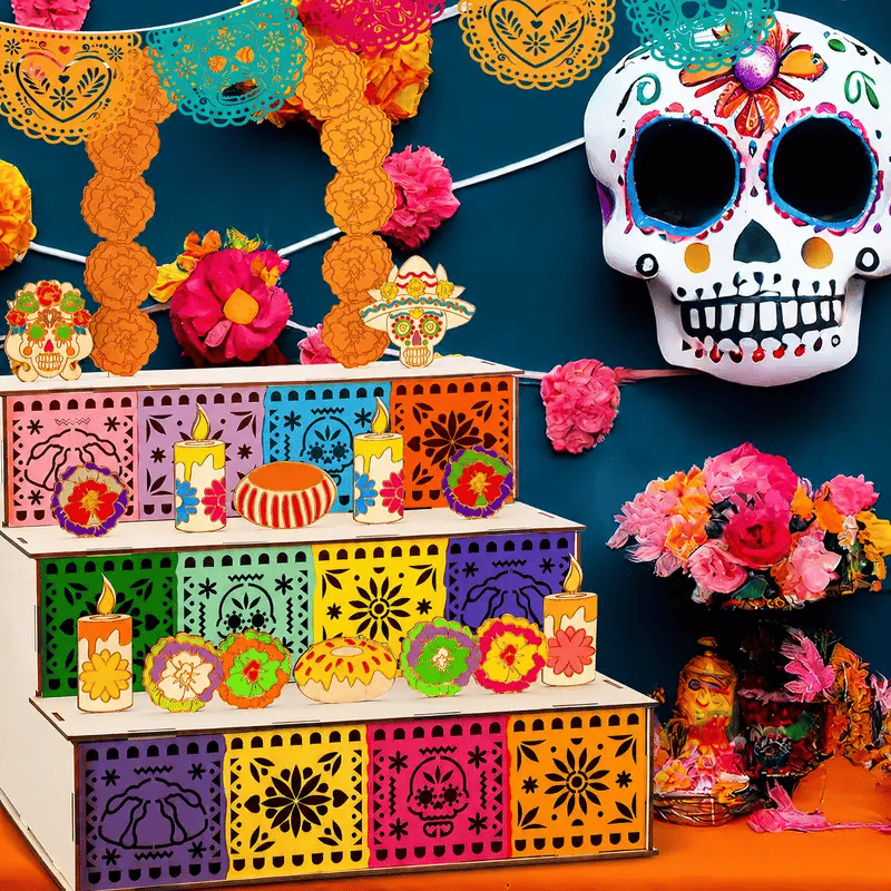 🔥🏵️Day of the Dead Wooden Altar Display Set | 💕Death is not the end of life, forgetting is(📦Buy 2 Free Shipping)