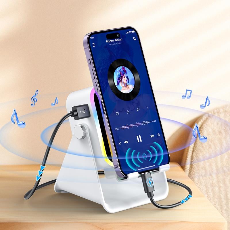 ✨Wireless Induction Audio Speaker Stand, 5-in-1 Cellphone Holder