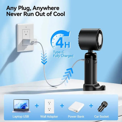 🔥2026 Upgraded Multifunction Portable Fan – 4-in-1 Handheld, Desk & Neck Fan with 200 Adjustable Speeds, 21,000 RPM Turbo, 3600mAh USB Rechargeable, Foldable & Adjustable for Travel & Home ❄️💨